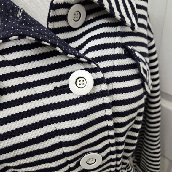 Cabi Harbor Jacket Small Stripes Knit navy White Button-Front Drawstring Waist - Picture 12 of 16